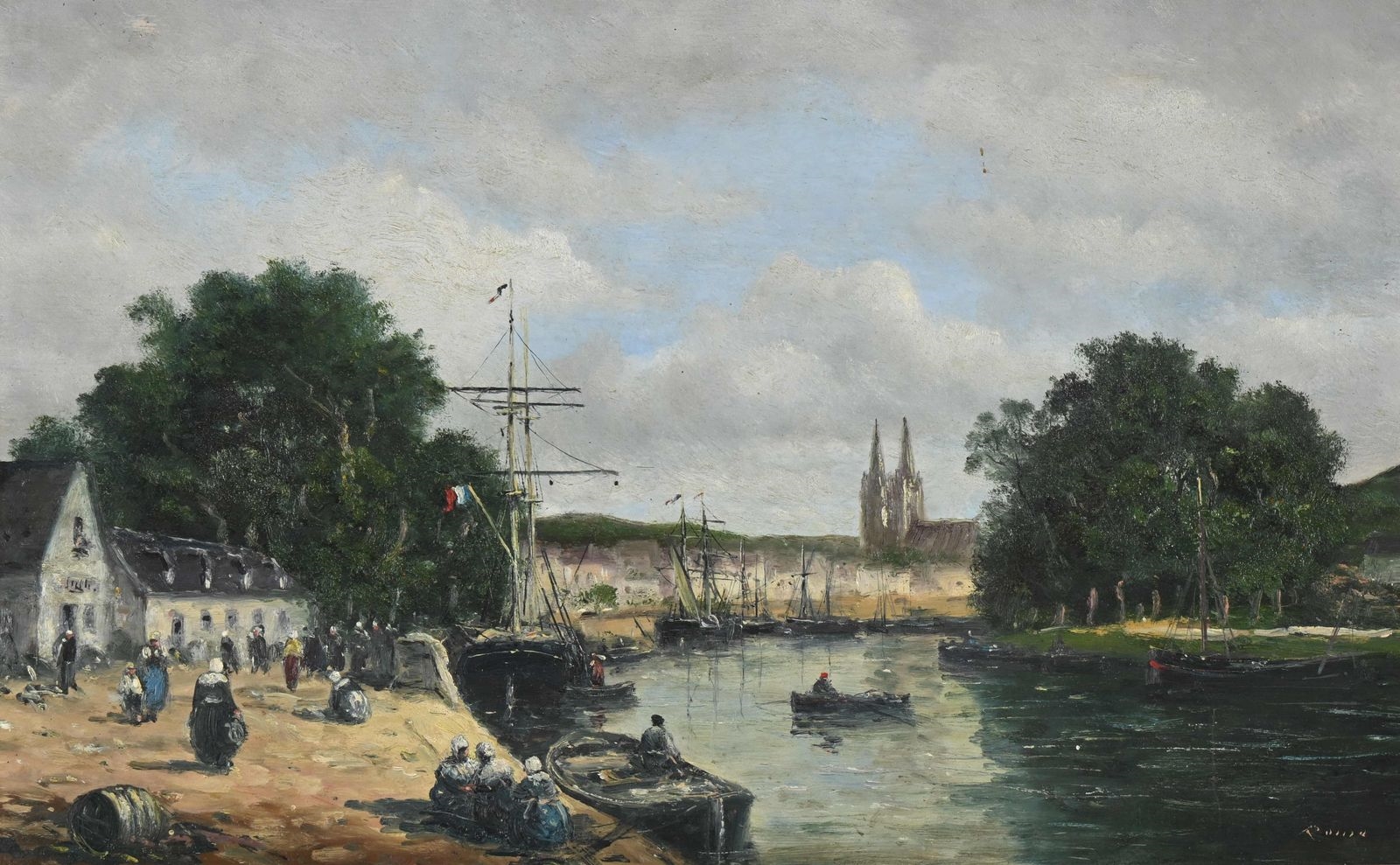 Gérard Roux | Quai animé à Quimper | MutualArt