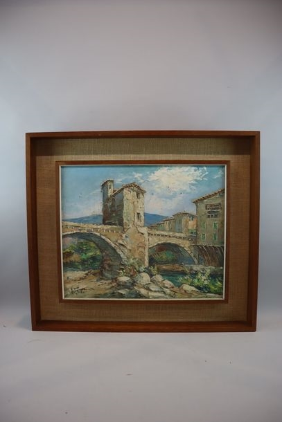 Artwork by Robert Giovani, Robert GIOVANI The Lospel Bridge Oil on canvas Signed lower left 38.5 x 46 cm, Made of Oil on canvas