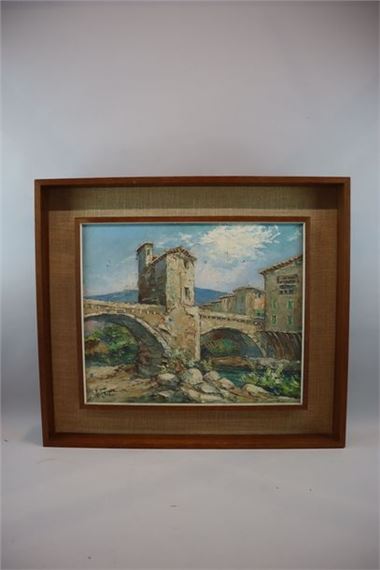 Robert GIOVANI The Lospel Bridge Oil on canvas Signed lower left 38.5 x 46 cm by Robert Giovani