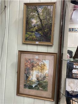 Country Cottage by a Stream - Robert Scott Temple