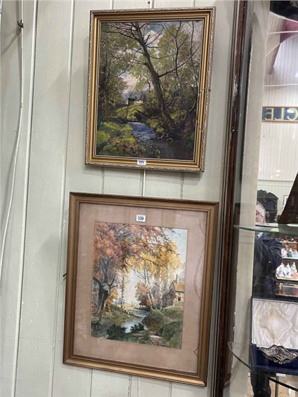 Country Cottage by a Stream - Robert Scott Temple