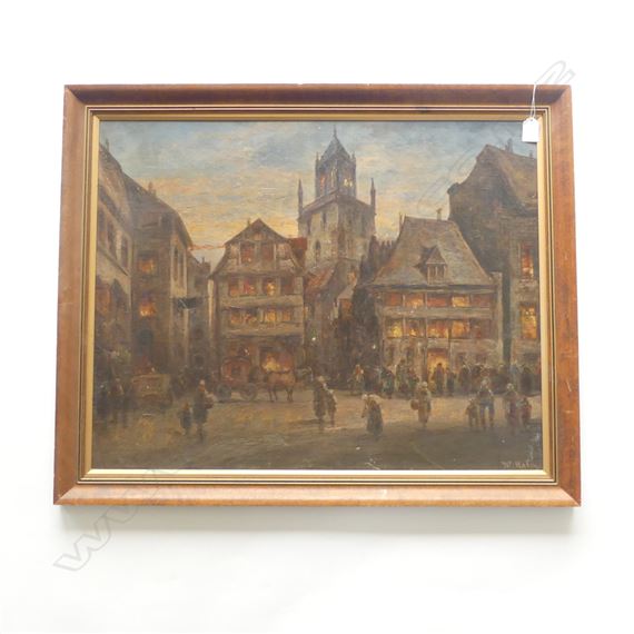 YU Halin | YU HALIN 19THc DUTCH OIL CITY AT NIGHT 520 X 655 | MutualArt