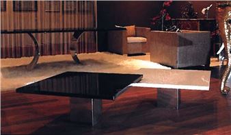 Thierry SCIUBUKGIAN Siamoise" swivel coffee table Top in white Naxos marble and black Zimbabwe marble - Thierry Sciubukgian