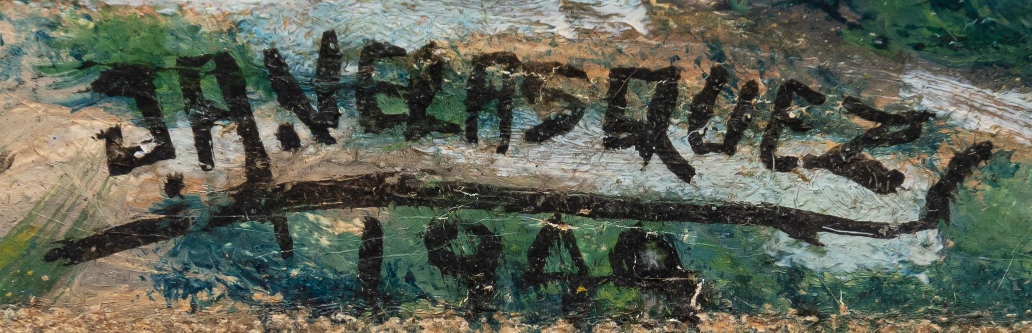 Artwork by Jose Antonio Velasquez, Village Scene, Made of oil on canvas