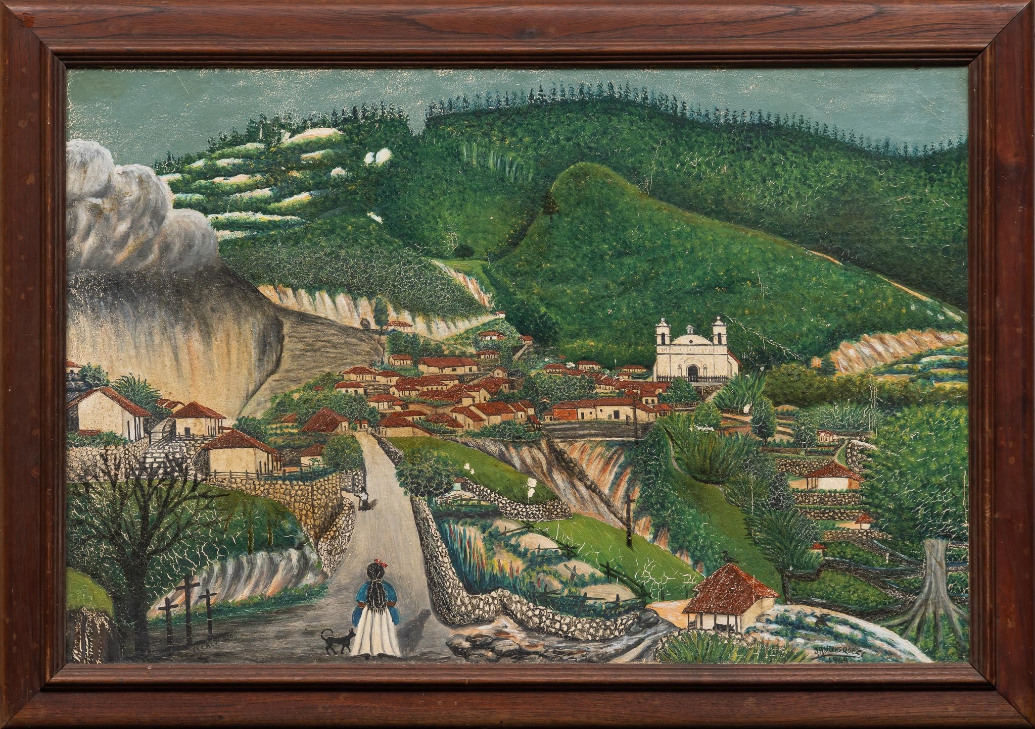 Artwork by Jose Antonio Velasquez, Village Scene, Made of oil on canvas