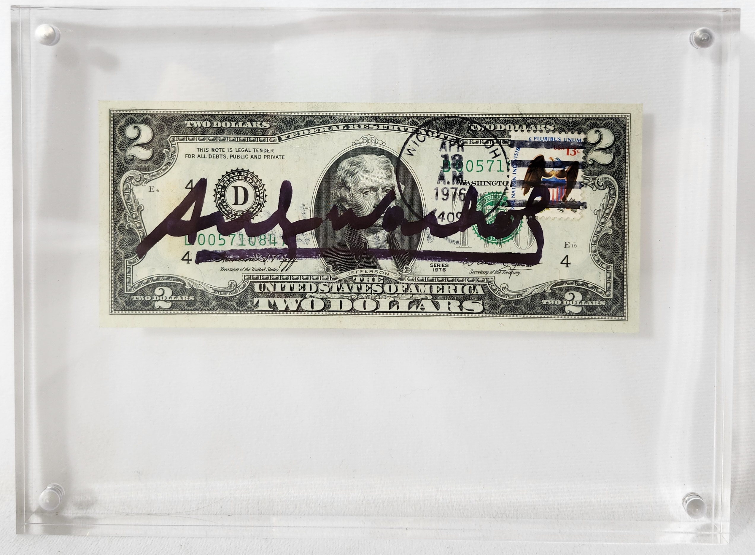 Warhol, Andy - Billet de banque authographié - Andy Warhol