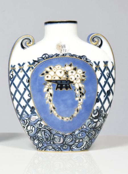 Artwork by Claudius Denis, Alexandre Sandier, Charles Pihan, Vase en pâte dure à panse aplatie deux anses latérales