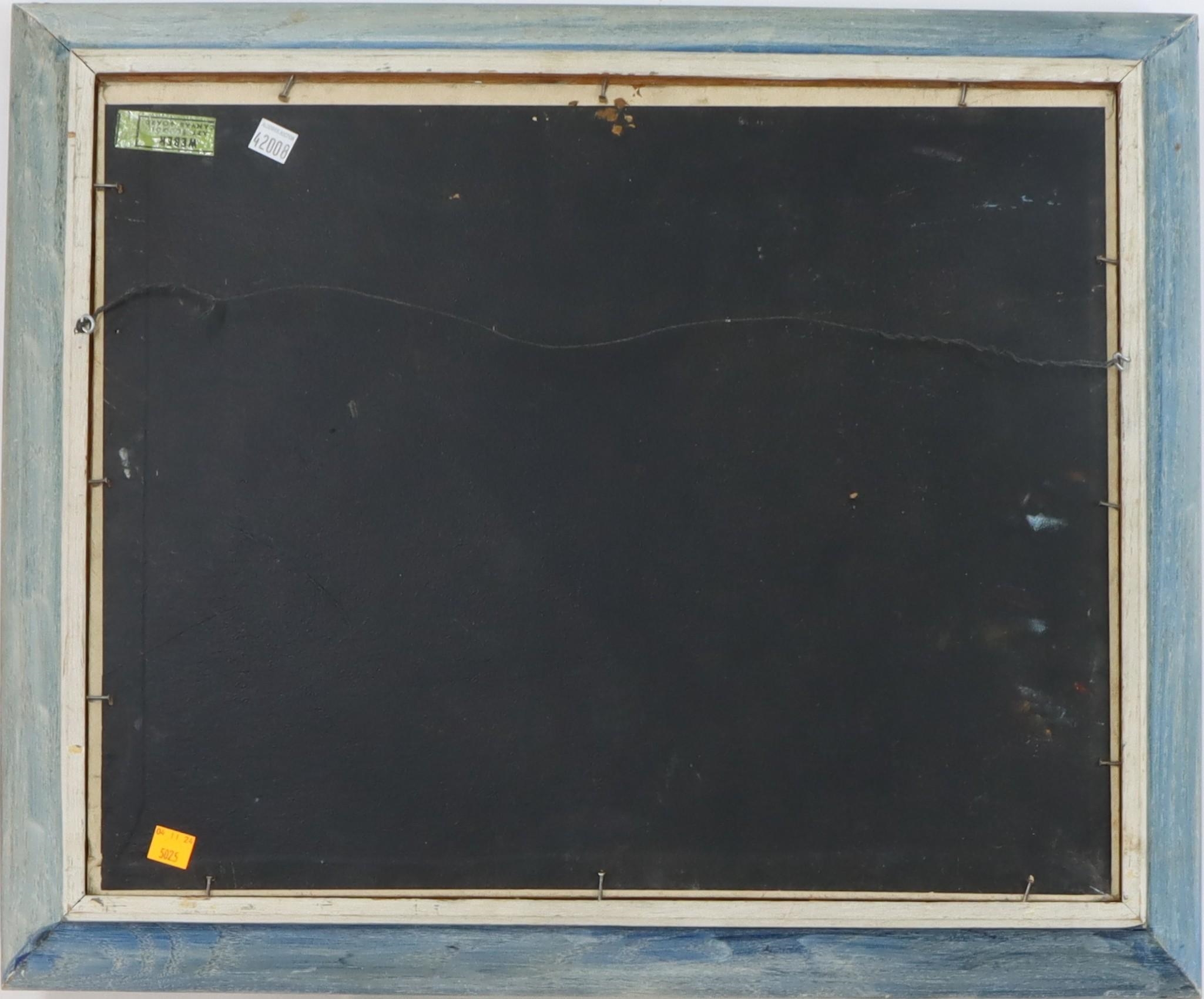 Artwork by Ray Overpeck, Stormy dock scene, Made of OIl on board