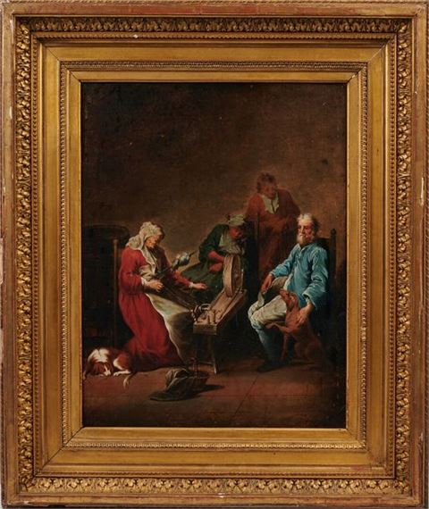 Conversation at the Spinner's by German School, 18th Century, 18th century
