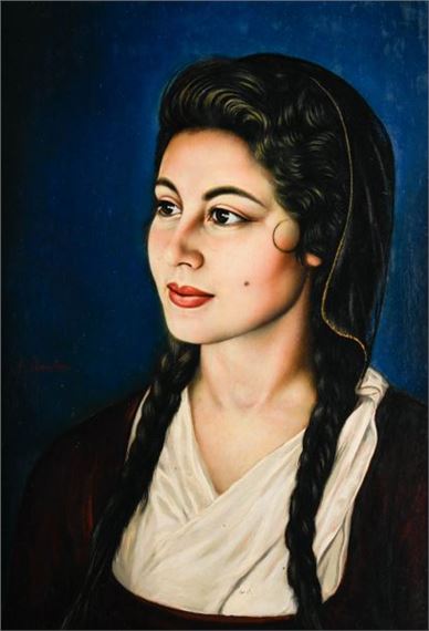 Jeune fille grecque Huile sur toile by Marcel Anselme