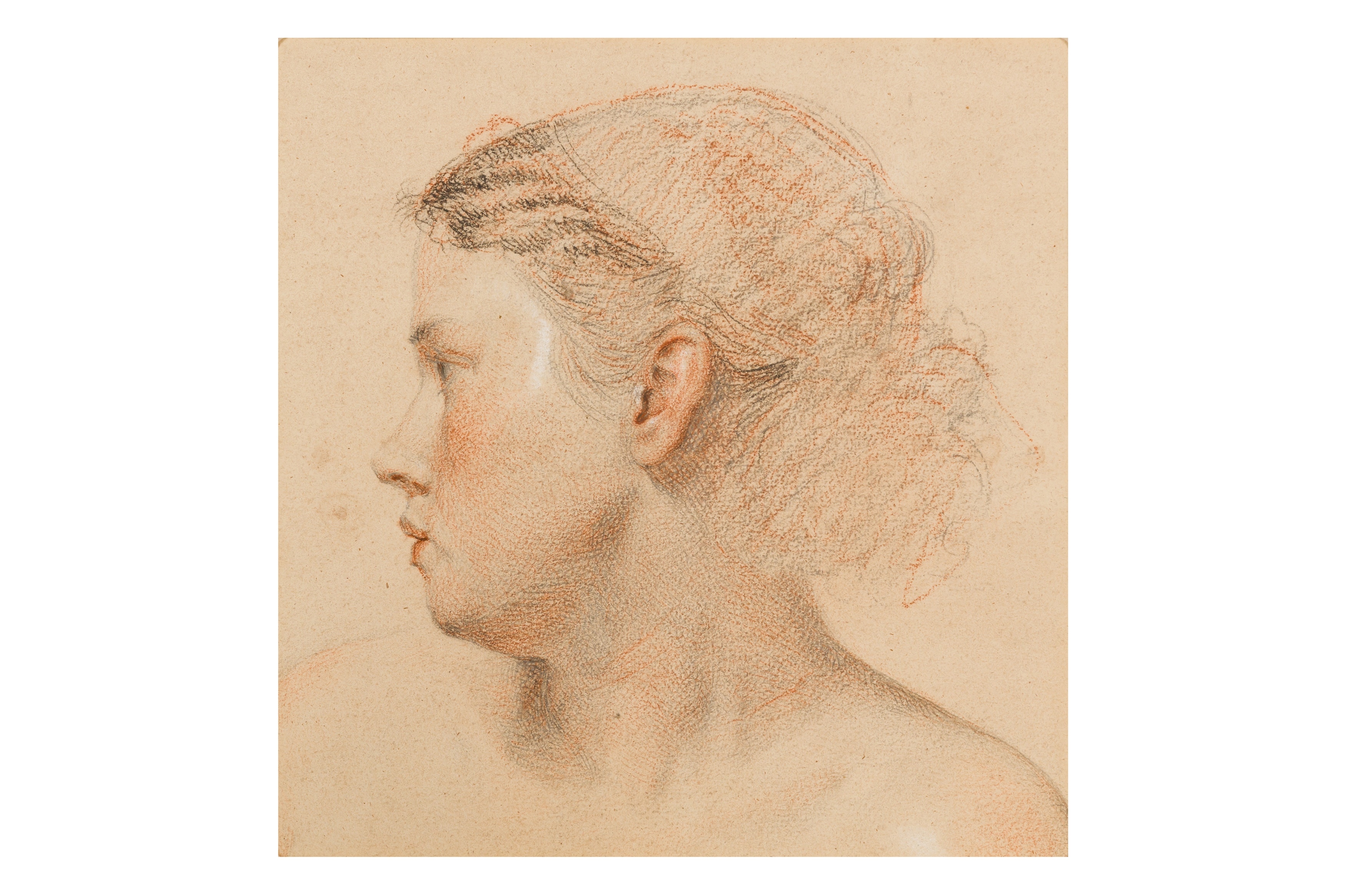 Study of a female head turned right - French School, 18th Century