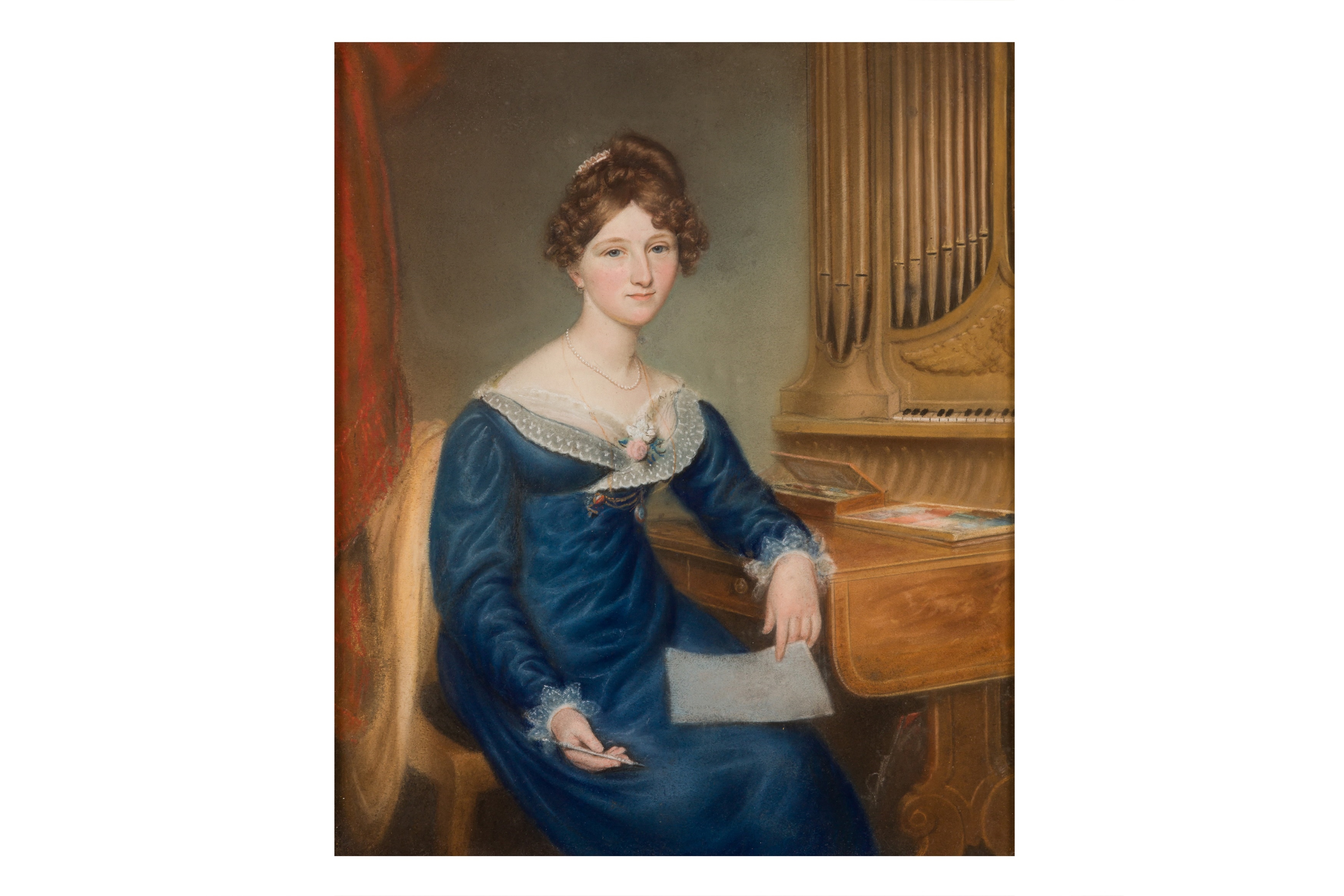 Portrait of a young female artist - British School, 19th Century