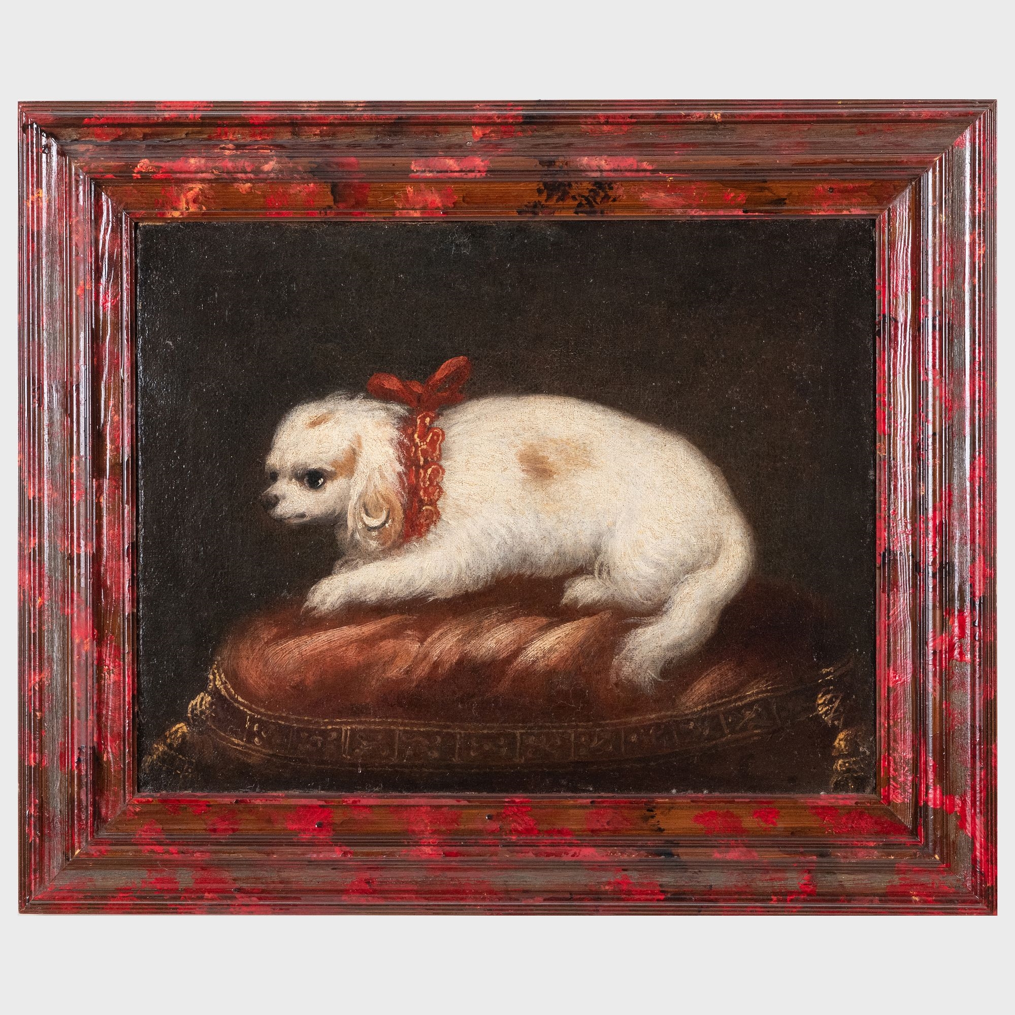 Artwork by Pier Francesco Cittadini, Italian School, A Dog on a Cushion, Made of Oil on canvas