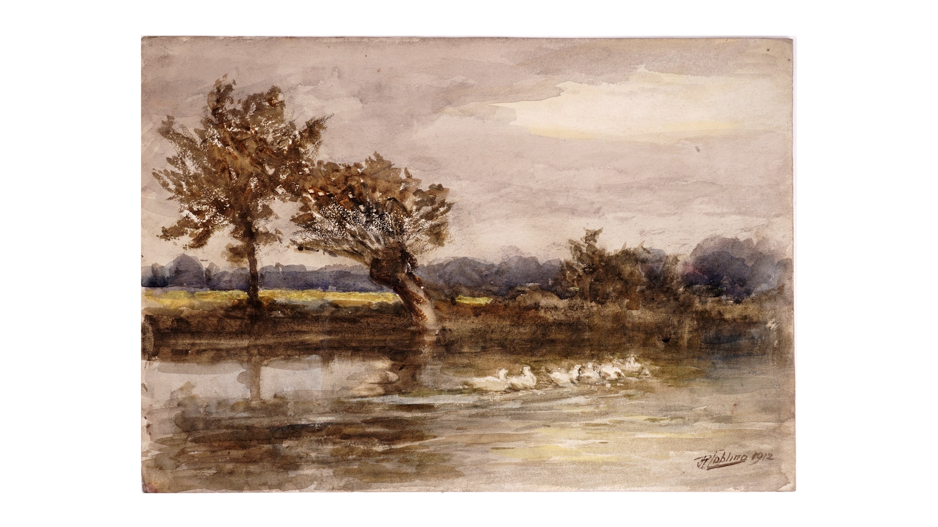 Robert Jobling | Robert Jobling - Geese Gliding over a Quiet Lake ...