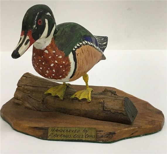 Hand Carved By F. Arends Cols Ohio Duck Carving - F. Arends