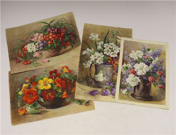 four watercolours on card by Annie L. Pressland