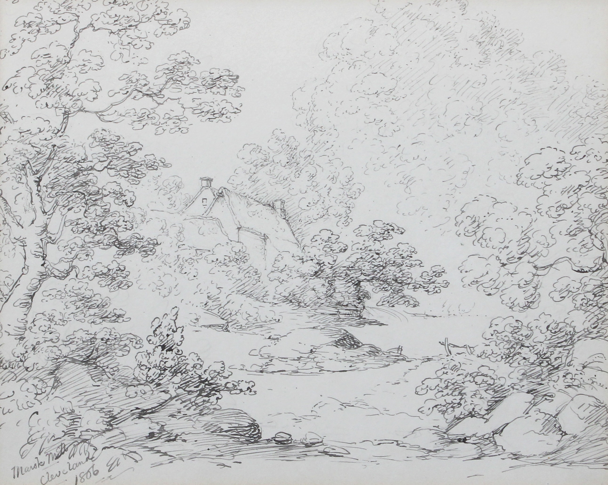 Artwork by John Bird, Marsk Mill Cleveland, Made of pen and ink