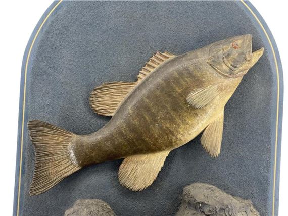 Joe Neale | Mid 20th Century Joe Neale Wood Bass Fish Carving | MutualArt