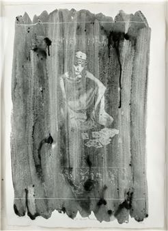 Igor Vishnyakov (Russian, b.1968). The Hierophant; The High Priestess; The Lovers; The Hermit, a set of four tarot subjects, mixed media, all signed, inscribed and dated 2004, each 100cm x 71cm. Framed and glazed - Igor Vishnyakov