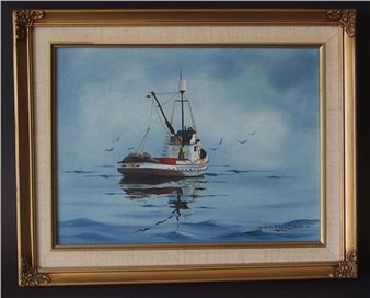 WINIFRED SMITH ORIGINAL MARINE OIL PAINTING - Winifred Smith