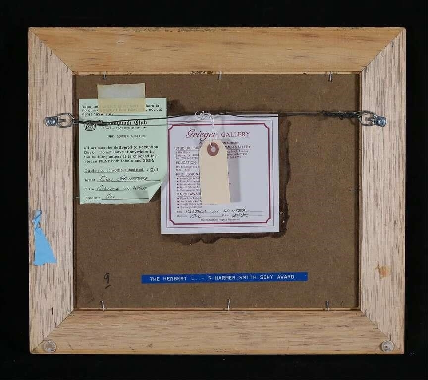 Artwork by Don Grieger, Don Grieger Oil on Board Oatka in Winter, Made of Oil on board