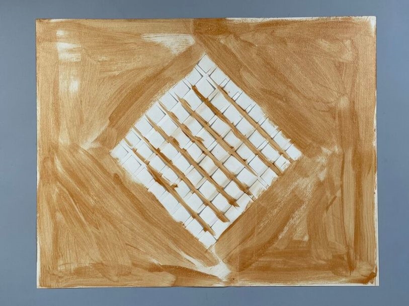 Artwork by Alejandro Puente, Geometric composition Mixed media on cut paper, Made of paper