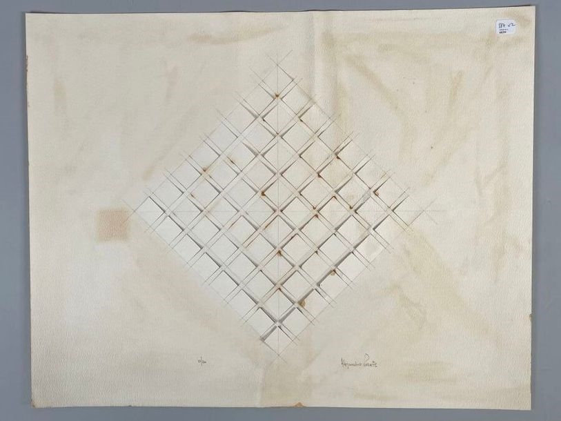 Artwork by Alejandro Puente, Geometric composition Mixed media on cut paper, Made of paper