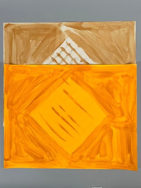 Artwork by Alejandro Puente, Geometric composition Mixed media on cut paper, Made of paper