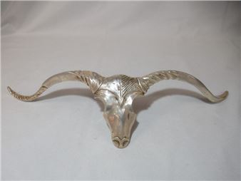 G. MAILIAN (?) Sculpture in silver-plated bronze, depicting a massacre. Length - G. Mailian