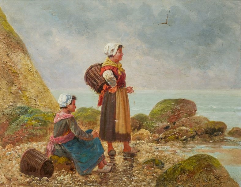 Pierre Testu | Pêcheuses à Cancale Huile sur toile | MutualArt