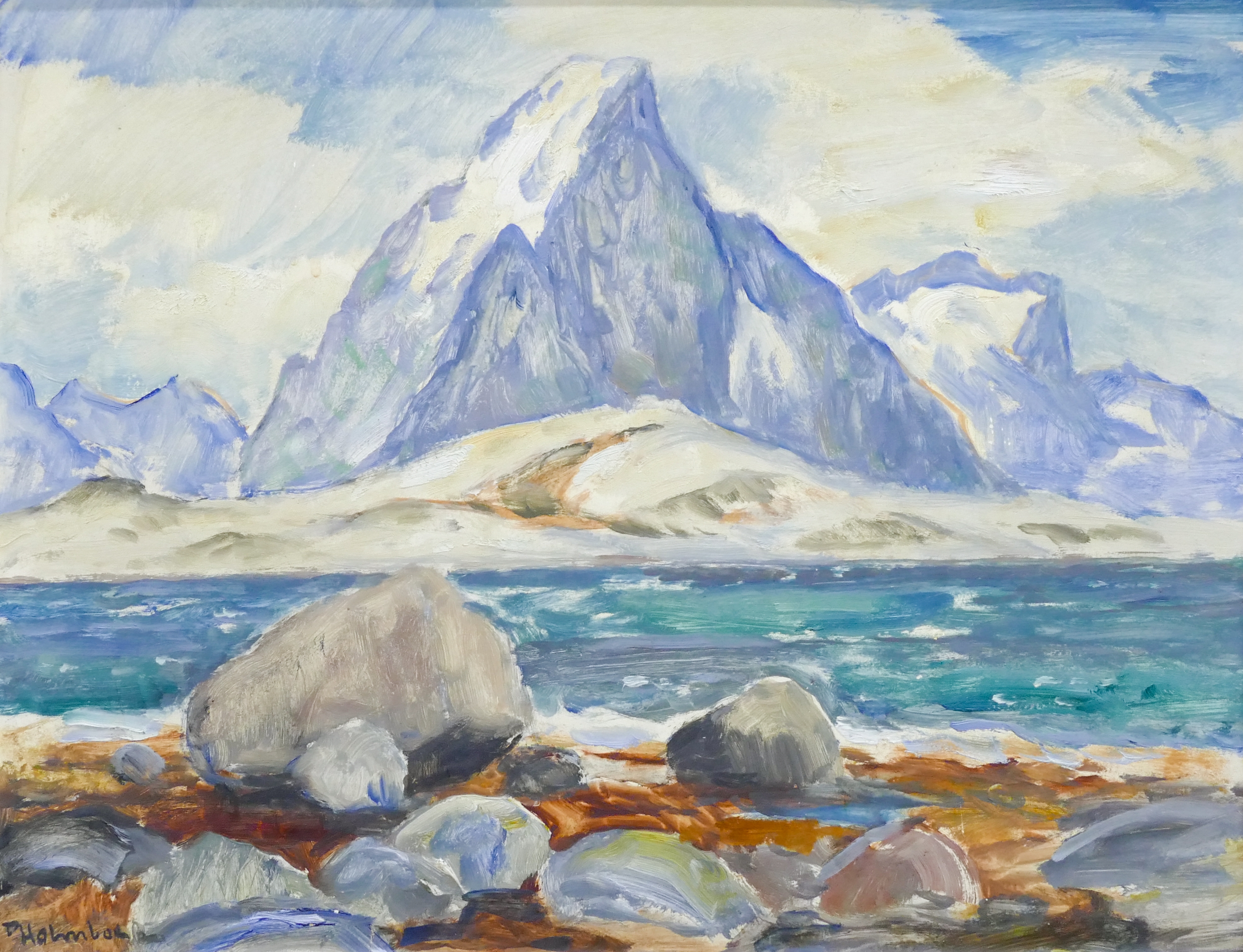 Thorolf Holmboe''Mountain River Scene'' Oil on Board Framed - Thorolf Holmboe