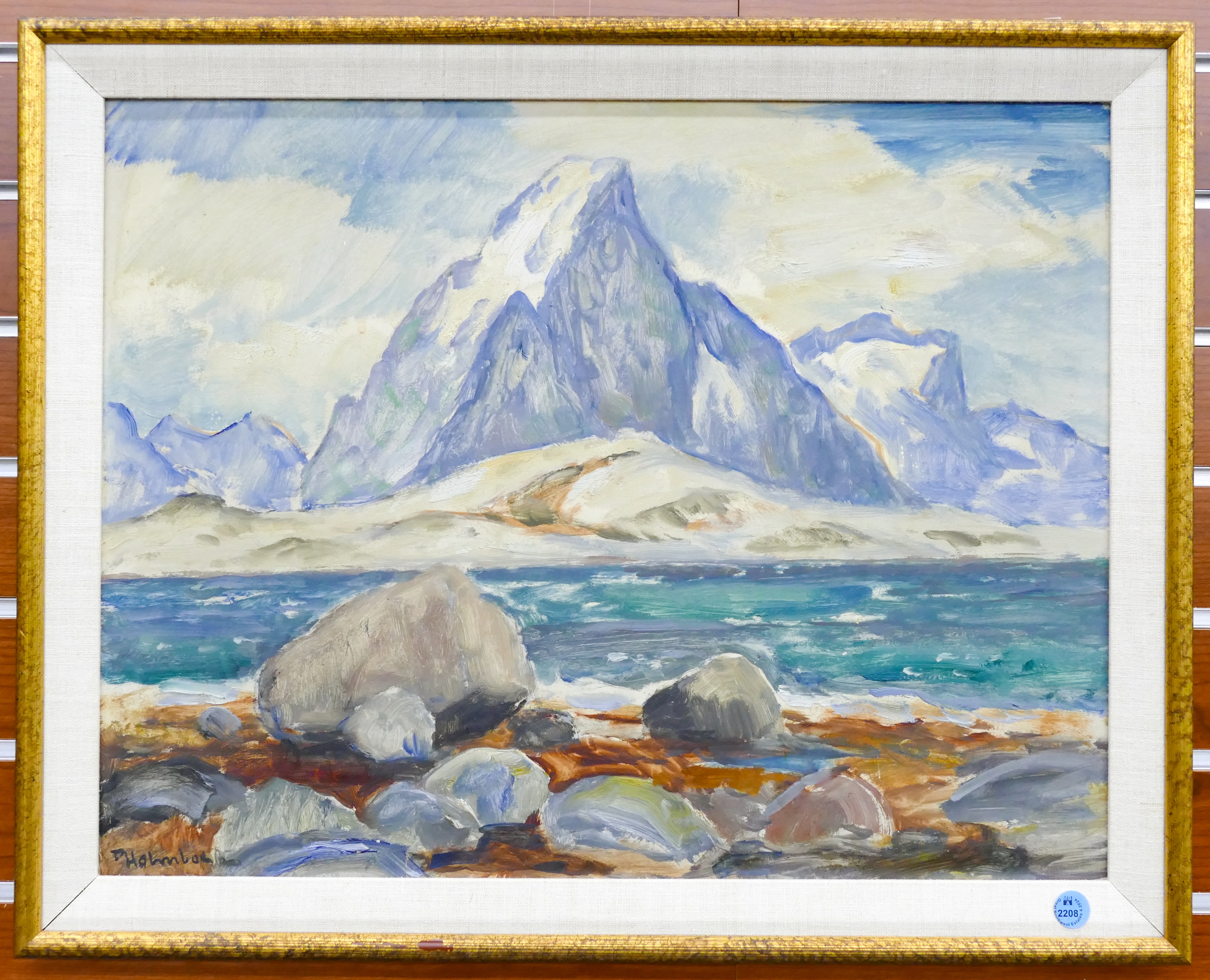 Artwork by Thorolf Holmboe, Thorolf Holmboe''Mountain River Scene'' Oil on Board Framed, Made of Oil on Board
