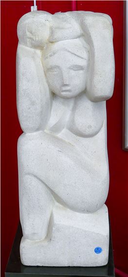 Ken Patecky ''Woman and Child'' Stone Sculpture 23''x9 by Ken Patecky