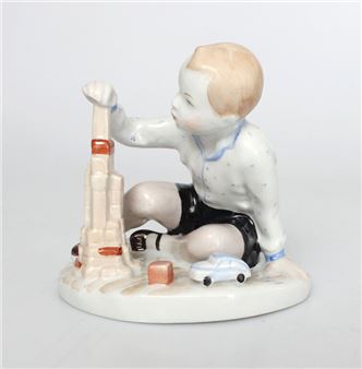 A boy with blocks - Galina Stolbova