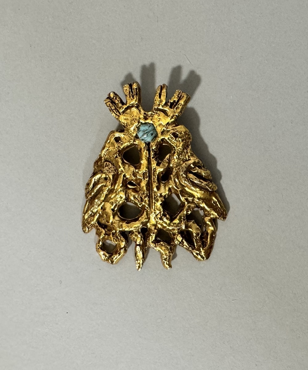 Brooch in gilded bronze and turquoise - Jacques Lipchitz