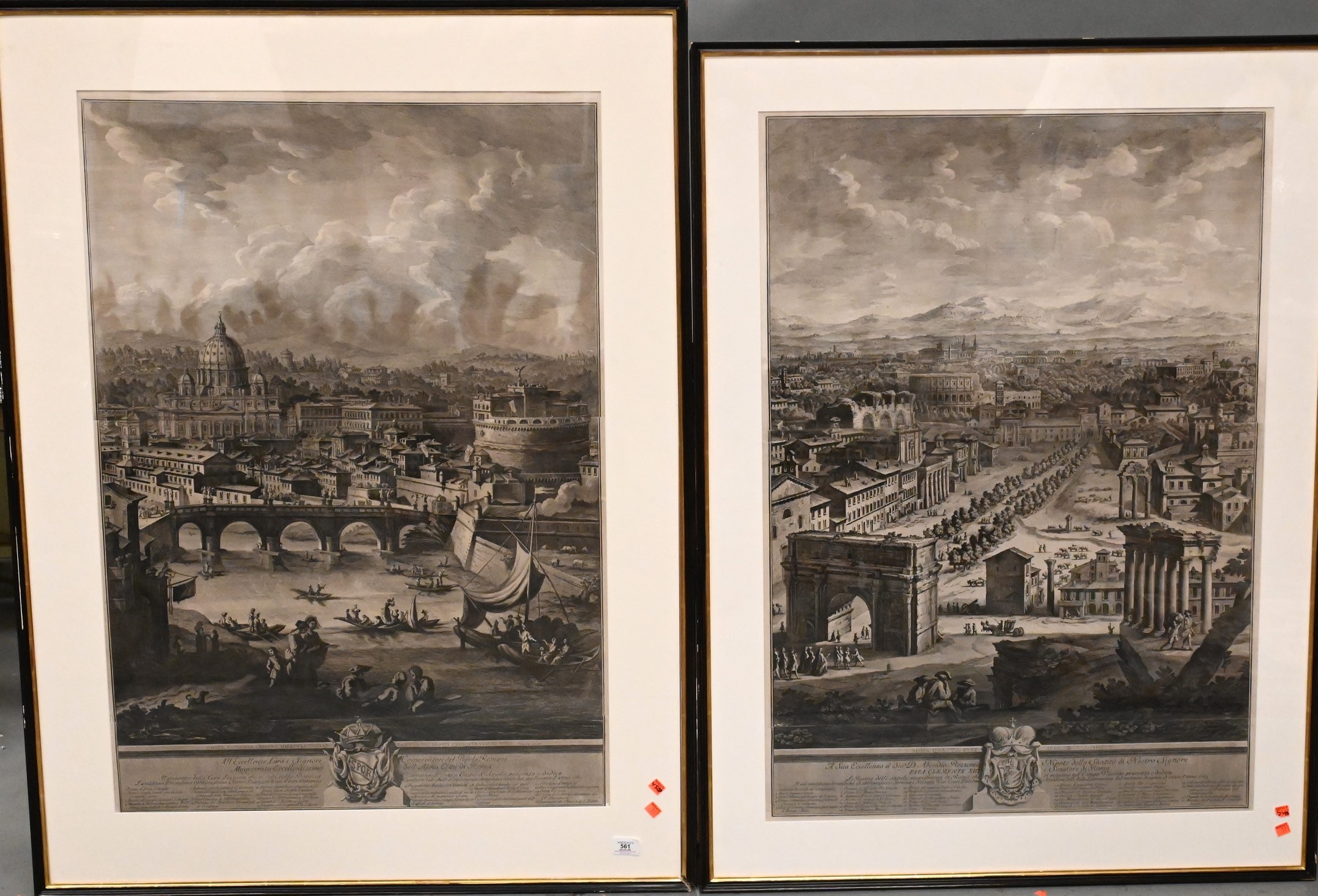 “Grand View of Rome: St. Peter’s and Castel S. Angelo” printed on three sheets, circa 1765 - Giuseppe Vasi