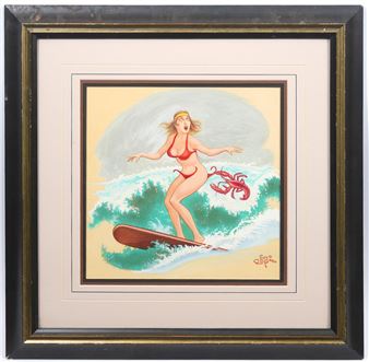 Surfer girl and lobster - Lloyd Norman Rognan