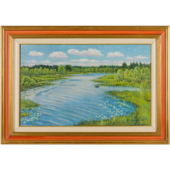 Paesaggio fluviale by Nicolai Sysoev, datato 92