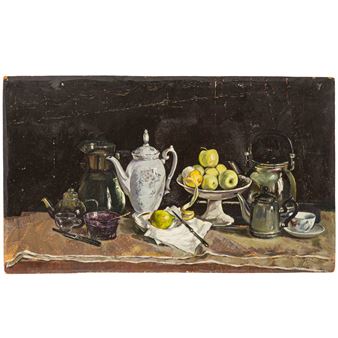 Natura morta con stoviglie, la colazione - Natalya Viktorovna Konovalova