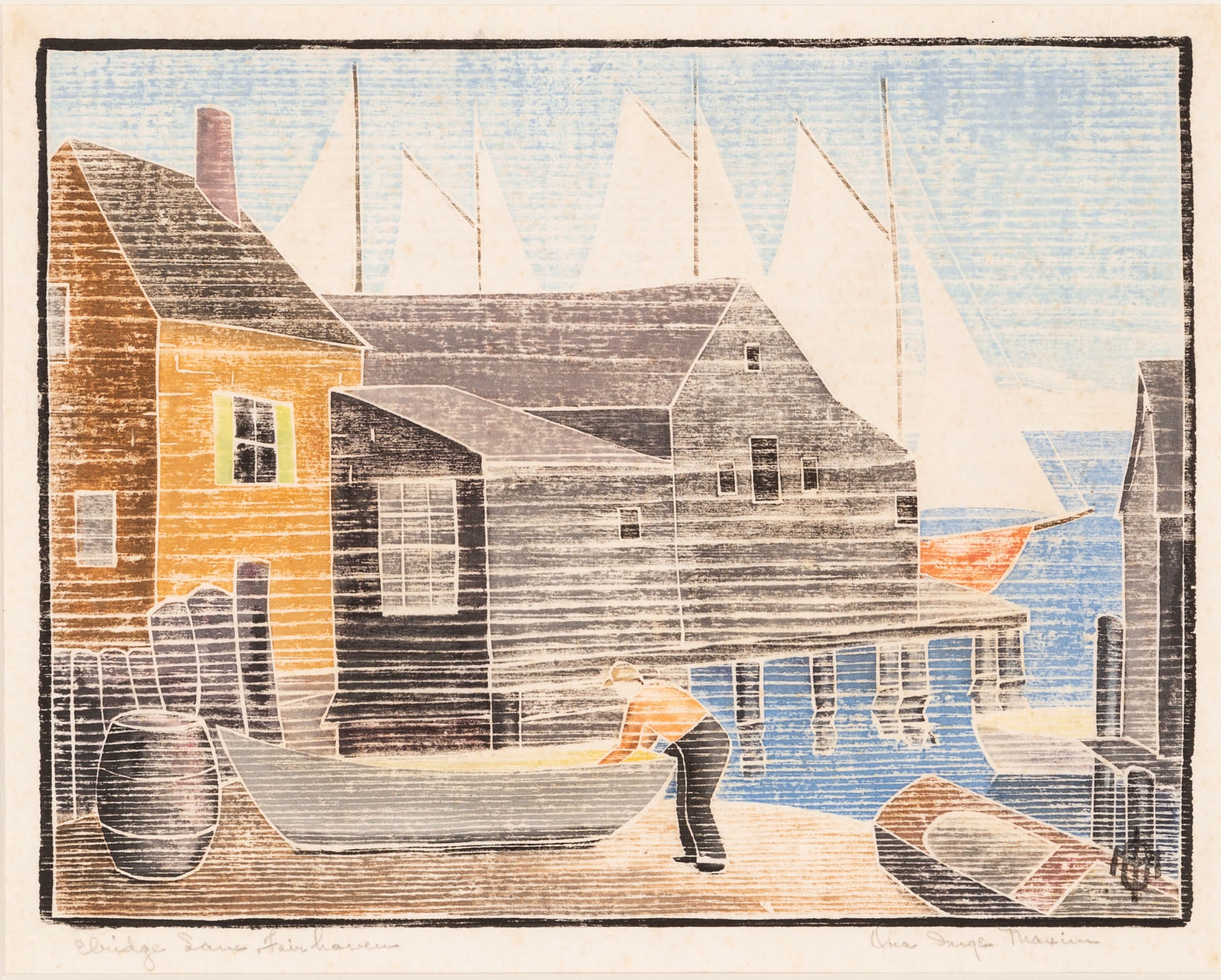 Artwork by Ora Inge Maxim, Ora Inge Maxim (1895-1982, Made of color woodcut