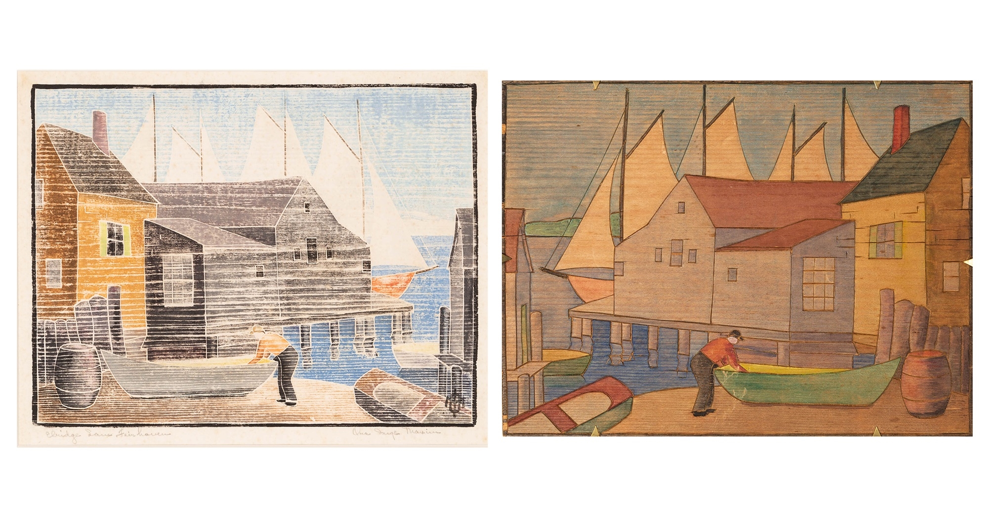 Artwork by Ora Inge Maxim, Ora Inge Maxim (1895-1982, Made of color woodcut