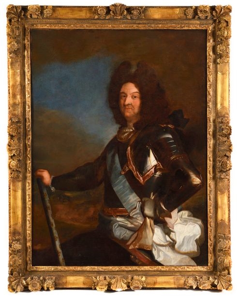 Portrait of King Louis XIV in armor. - Hyacinthe Rigaud