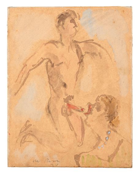 Erotic drawing: man and woman by Filippo de Pisis, 1930