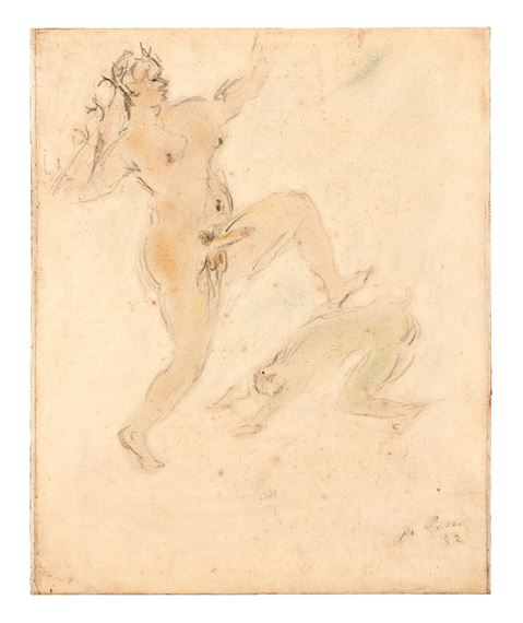 Erotic drawing: standing man by Filippo de Pisis, 1932