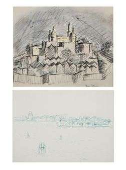 Two works on paper: Cityscapes20th century - Irene Pattinson