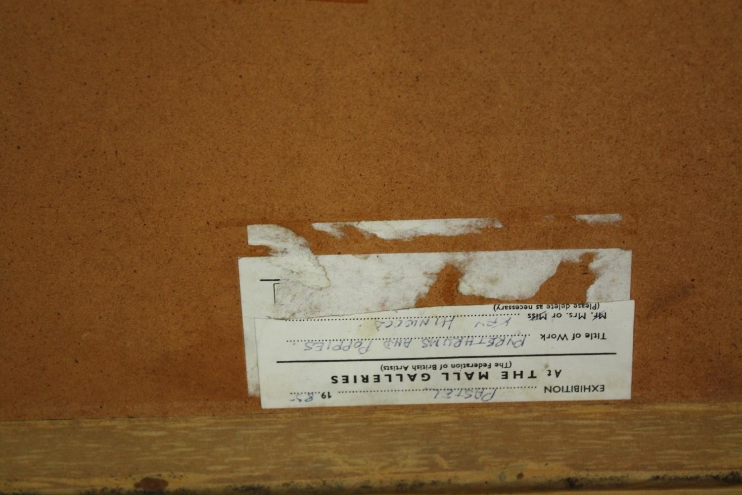 Artwork by Kay Hinwood, A framed and glazed still life study, label to the reverse; Pyrethrums and Poppies, Kay Hinwood. H