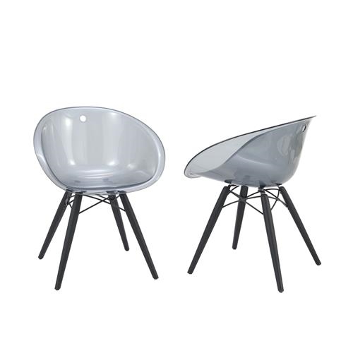 Artwork by Marco Pocci, CLAUDIO DONDOLI AND MARCO POCCI FOUR GLISS, Made of Polycarbonate shell and solid clack stained ash wood legs