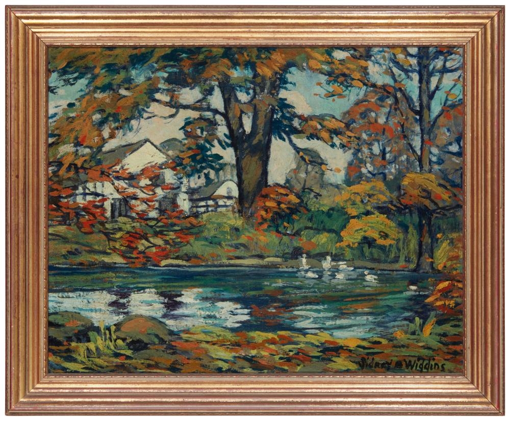 Artwork by Sidney Miller Wiggins, Lake scene, Made of Oil on canvas