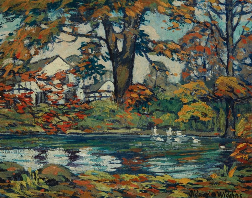 Artwork by Sidney Miller Wiggins, Lake scene, Made of Oil on canvas