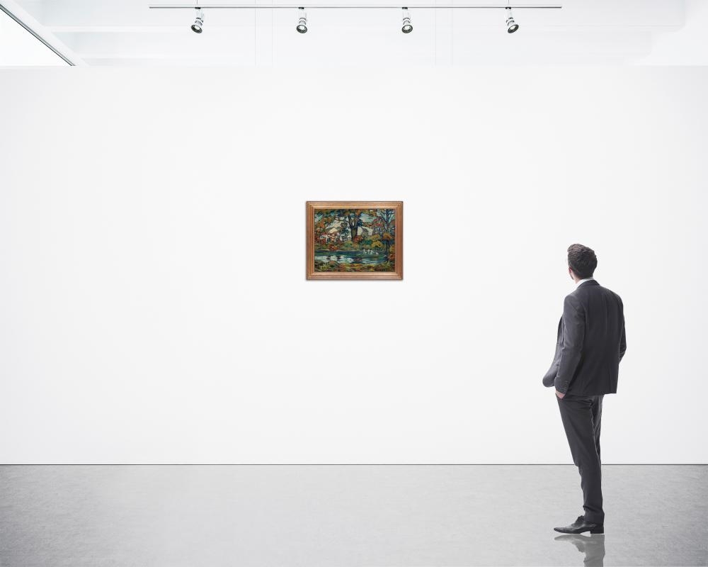 Artwork by Sidney Miller Wiggins, Lake scene, Made of Oil on canvas